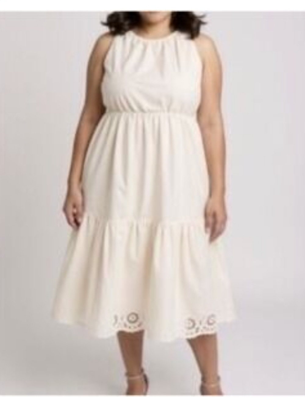 Ava‎ & Viv Embroidered Hem Sleeveless Midi Dress